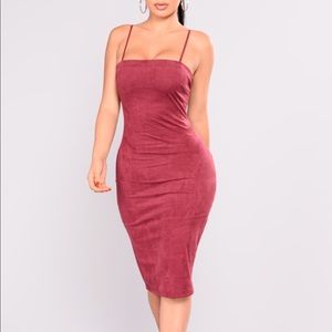 Suede Dress - Burgundy Medium